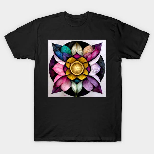 mandala, purple, pink, black, blue, green, yellow, gold, silver, white, rose, T-Shirt by AnnaMartaFoley